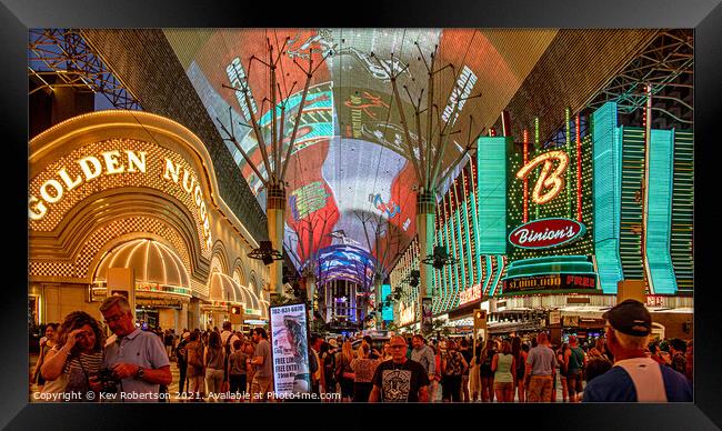 Downtown Vegas Framed Print by Kev Robertson