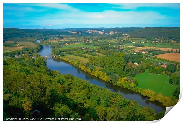 Dordogne, Domme viewpoint Print by Chris Rose