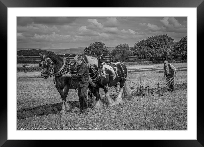 Ploughing by horse Framed Mounted Print by Kev Robertson
