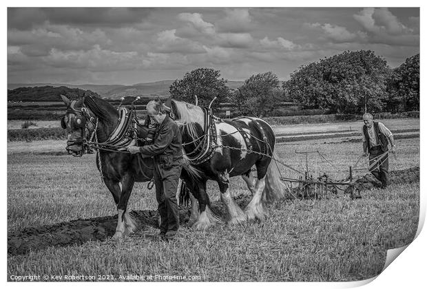 Ploughing by horse Print by Kev Robertson