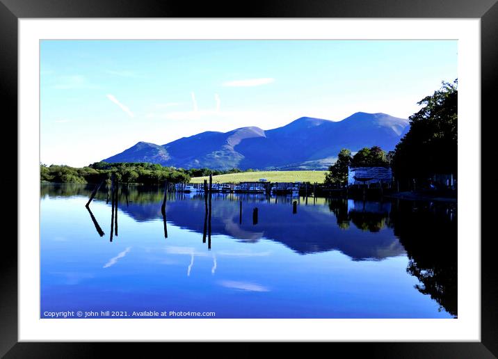 Skiddaw mountain from Derwent water, Keswick, Cumbria. Framed Mounted Print by john hill