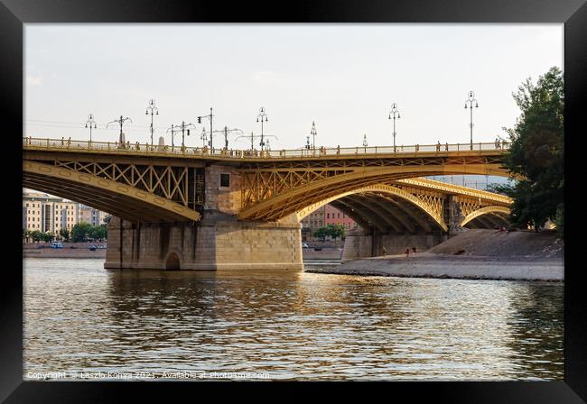 Margaret Bridge - Budapest Framed Print by Laszlo Konya