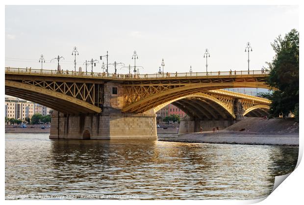 Margaret Bridge - Budapest Print by Laszlo Konya