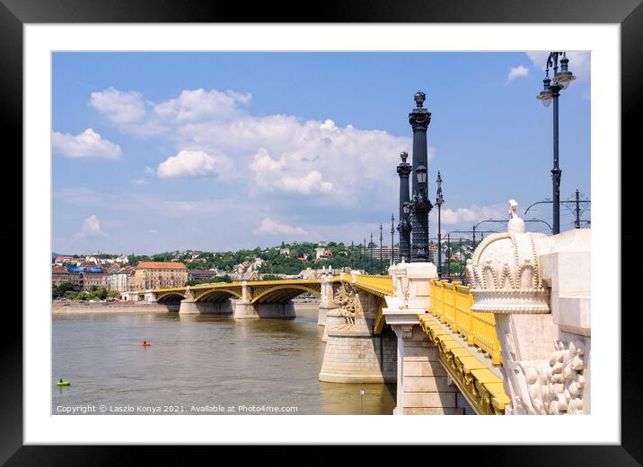 Margaret Bridge - Budapest Framed Mounted Print by Laszlo Konya