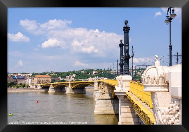 Margaret Bridge - Budapest Framed Print by Laszlo Konya
