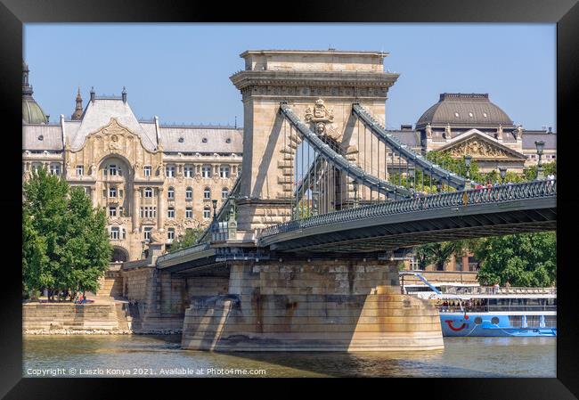 Szechenyi Chain Bridge - Budapest Framed Print by Laszlo Konya