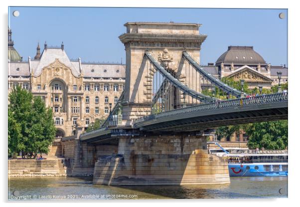 Szechenyi Chain Bridge - Budapest Acrylic by Laszlo Konya