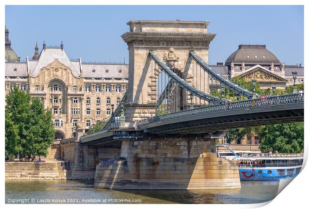 Szechenyi Chain Bridge - Budapest Print by Laszlo Konya