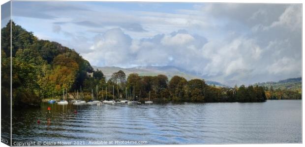 Windermere Western shore Panoramic Canvas Print by Diana Mower