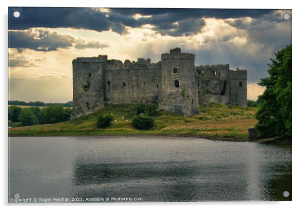Threatening Skies over Carew Castle Acrylic by Roger Mechan
