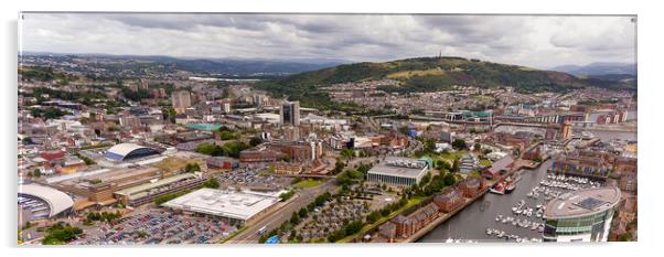 Swansea City panorama Acrylic by Leighton Collins