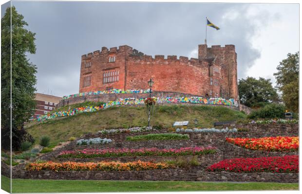 Tamworth Castle above the flower beds Canvas Print by Jason Wells