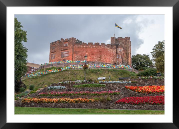 Tamworth Castle above the flower beds Framed Mounted Print by Jason Wells