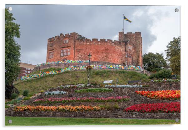 Tamworth Castle above the flower beds Acrylic by Jason Wells