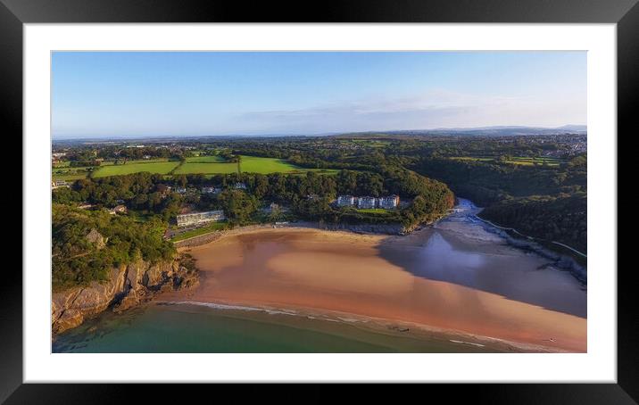 Caswell Bay on the Gower Peninsula Framed Mounted Print by Leighton Collins