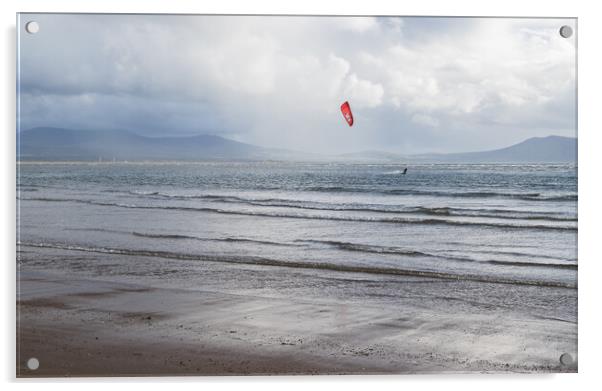 Kite surfer on the Anglesey coast Acrylic by Jason Wells