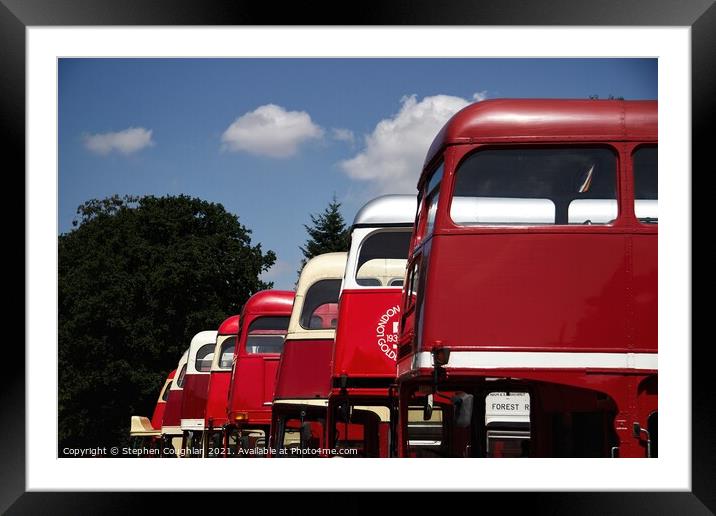 A line of different double decker buses Framed Mounted Print by Stephen Coughlan
