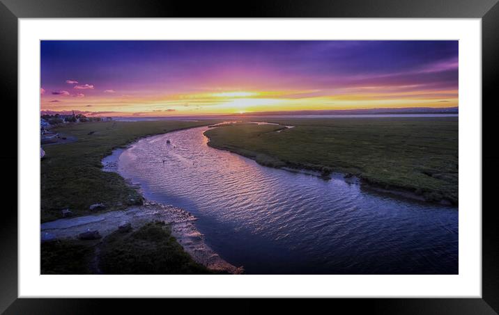 Loughor estuary sunset Framed Mounted Print by Leighton Collins
