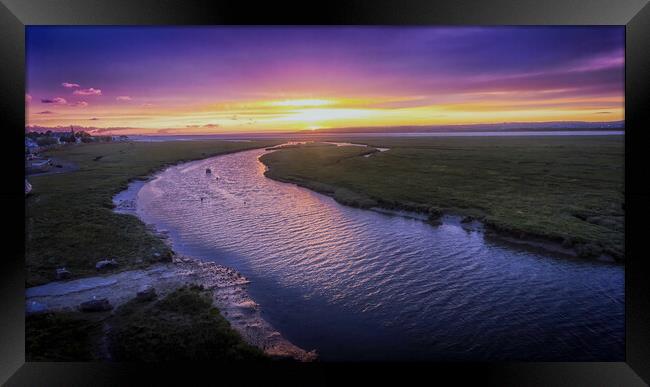 Loughor estuary sunset Framed Print by Leighton Collins