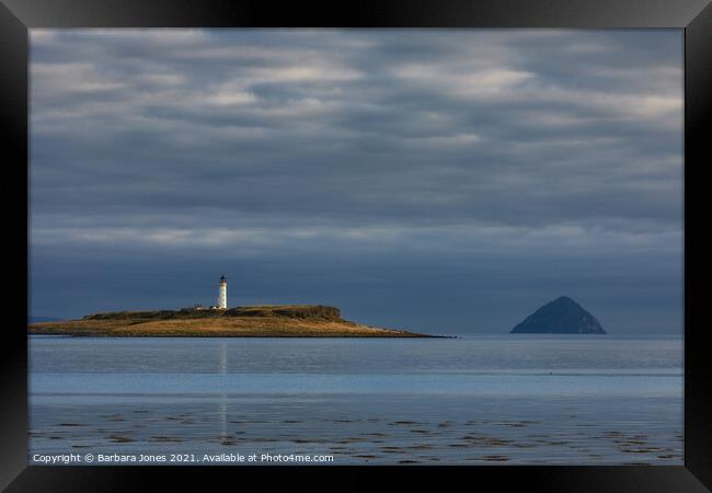 Pladda Lighthouse and Ailsa Craig Arran Scotland Framed Print by Barbara Jones