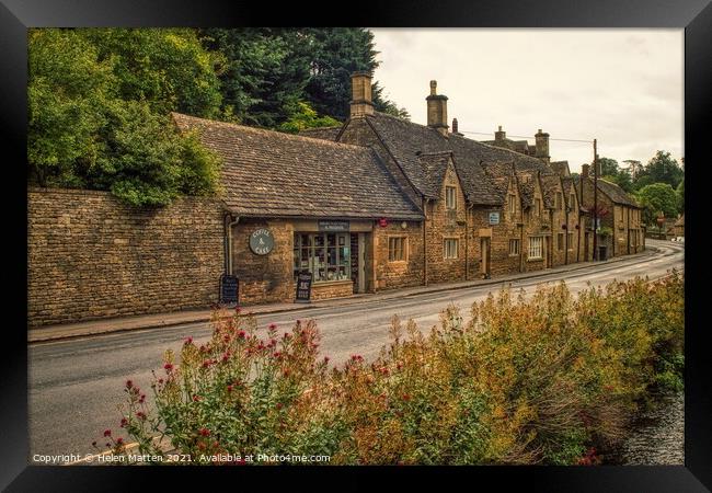 Bibury Post office Street view gloomy day Framed Print by Helkoryo Photography