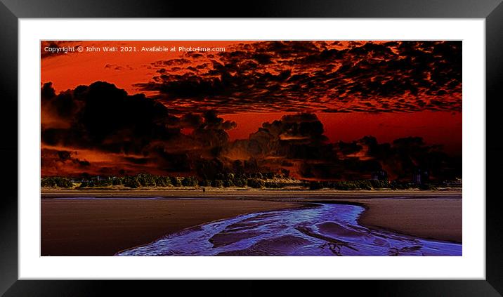 Low Tide at Sunset (Digital Art) Framed Mounted Print by John Wain