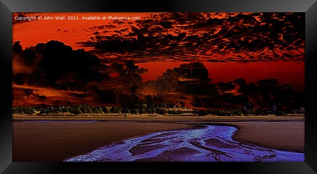 Low Tide at Sunset (Digital Art) Framed Print by John Wain