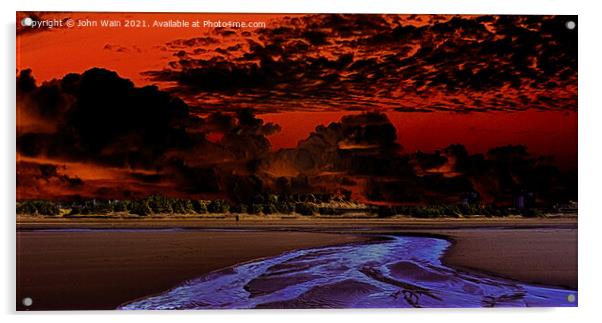 Low Tide at Sunset (Digital Art) Acrylic by John Wain