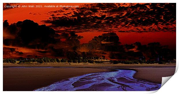 Low Tide at Sunset (Digital Art) Print by John Wain