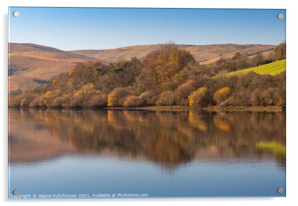 Lake Semerwater autumnal reflections Acrylic by wayne hutchinson