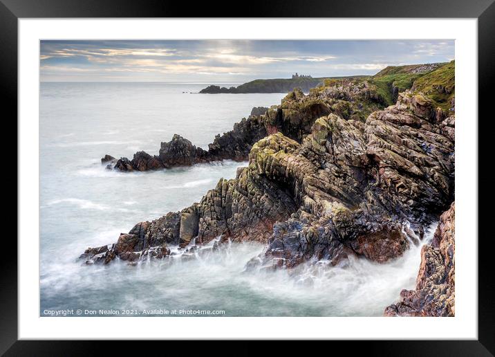 Majestic Slains Castle on a Moody Cliff Framed Mounted Print by Don Nealon