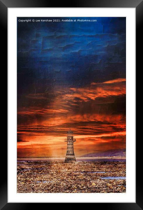 Radiant Red Lighthouse: A Captivating Dusk Scene Framed Mounted Print by Lee Kershaw