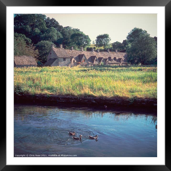 Bibury, Cotswold cottages Framed Mounted Print by Chris Rose