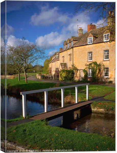Lower Slaughter. Idyllic cotswold stone cottages Canvas Print by Chris Rose