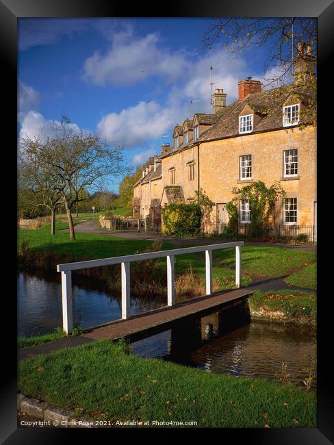 Lower Slaughter. Idyllic cotswold stone cottages Framed Print by Chris Rose