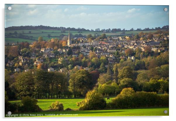 Painswick in the Cotwolds countryside Acrylic by Chris Rose