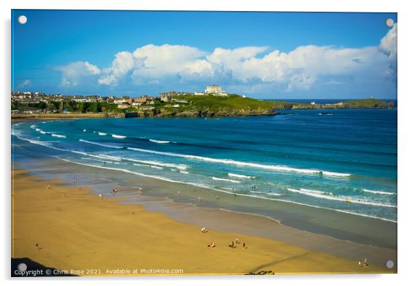 Newquay beaches Acrylic by Chris Rose