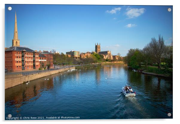 River Severn by Worcester Cathedral Acrylic by Chris Rose
