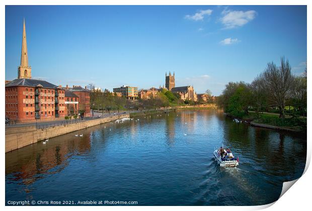 River Severn by Worcester Cathedral Print by Chris Rose