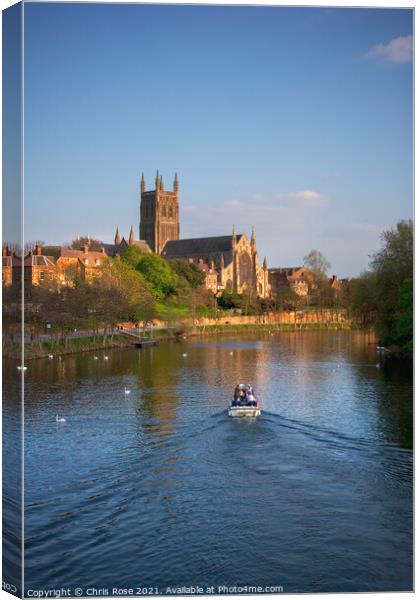 River Severn by Worcester Cathedral Canvas Print by Chris Rose