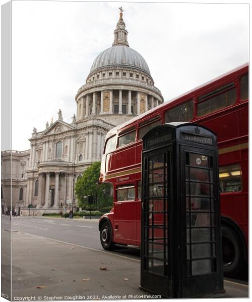 St Pauls Cathedral with Routemaster Bus Canvas Print by Stephen Coughlan