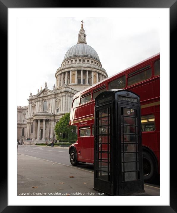 St Pauls Cathedral with Routemaster Bus Framed Mounted Print by Stephen Coughlan