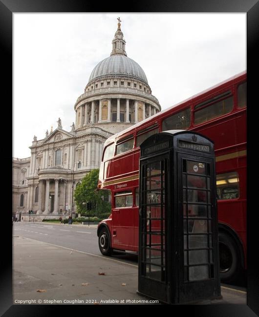 St Pauls Cathedral with Routemaster Bus Framed Print by Stephen Coughlan
