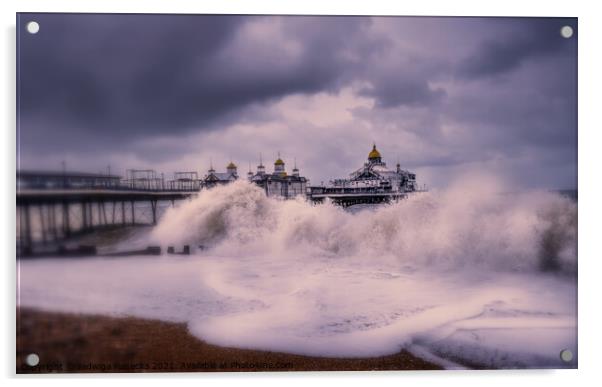 Stormy sea in Eastbourne Acrylic by Jadwiga Piasecka