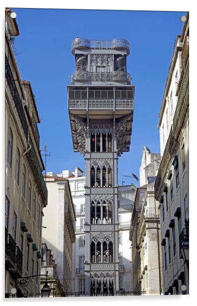 Lisbon's Famous Elevator  Acrylic by Alexandra Lavizzari