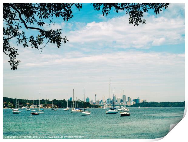 Sydney Harbour view from Watsons Bay with central business district of Sydney in the distance, New South Wales, Australia Print by Mehul Patel