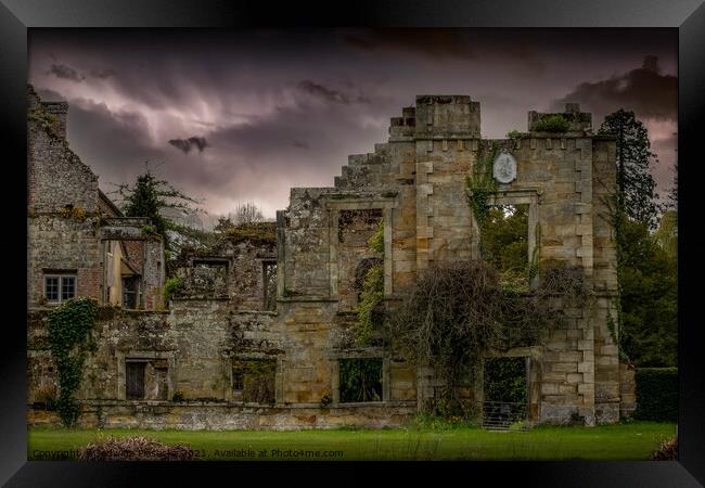 Scotney Castle during the thunderstorm Framed Print by Jadwiga Piasecka