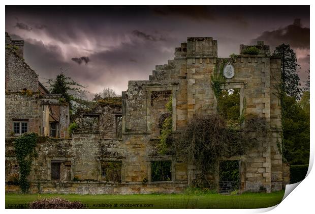 Scotney Castle during the thunderstorm Print by Jadwiga Piasecka