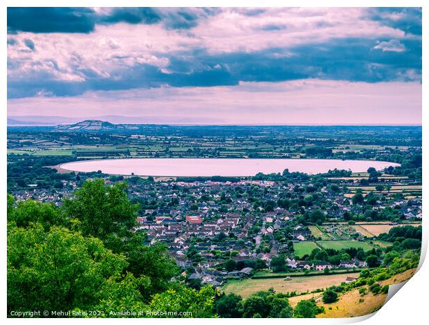 Countryside and hills surrounding Cheddar village and Cheddar reservoir, Somerset, England, U Print by Mehul Patel