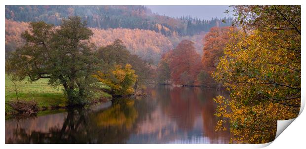 Autumn reflections in the River Dee  Print by Clive Ashton
